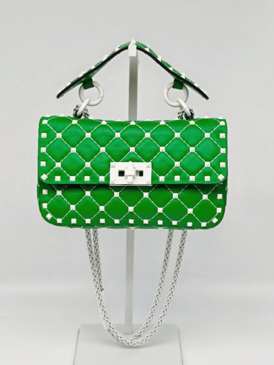 Valentino Handbags - Valentino Garavani Green Roman Stud Shoulder Bag Leather Chain